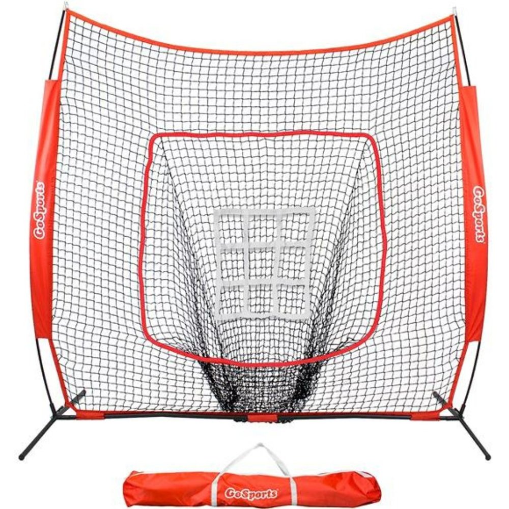7 ft x 7 ft Baseball & Softball Practice Hitting & Pitching Net with Bow Frame